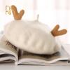 Шапка, мягкий женский зимний берет, шерстяной милый кролик, кошка, медведь, лисьи уши, повседневная теплая шапка художника, милый берет ручной работы для девочек, RH