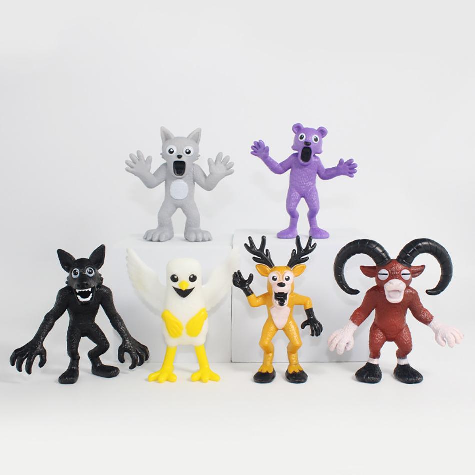 6 шт./комплект 99 Ночей в Лесу Олень Волк 9см Фигурка Декорация Коллекция Подарки на День Рождения Хэллоуин Рождество Игрушки для Детей