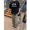 Mens Vintage Washed Straight Fit Cargo Pants With Rivets Detail Loose Relaxed Workwear Style