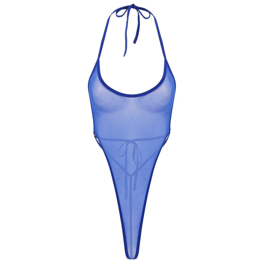 Женский цельный прозрачный сетчатый боди с открытой спиной, бикини, боди, ночное белье