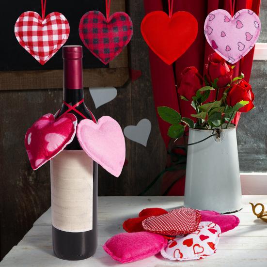 12 шт. Подвесное украшение в виде сердца из фетра, красное, розовое, с узором «буффало плейд», шарм в виде сердца для Дня святого Валентина, свадебной вечеринки, DIY-поделок