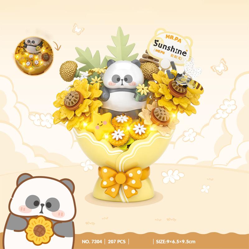 LOZ-7304 Sunflower Flower Immortal Flower Building Block Flower Plant Series Educational Model Girl Building Block Flower Toy