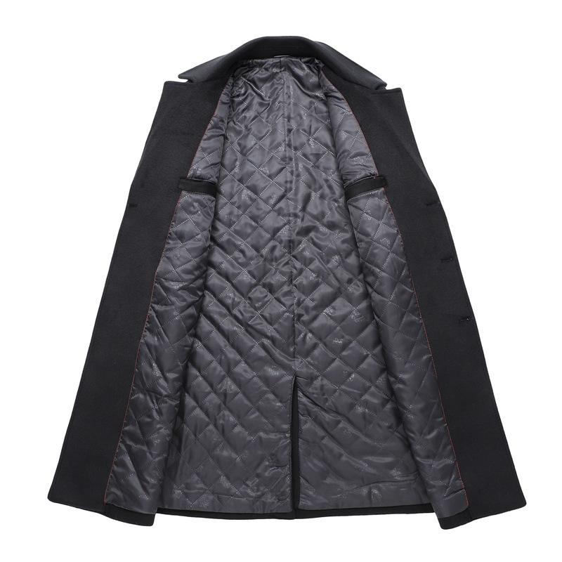 Новое осенне-зимнее шерстяное пальто, тренчкот, мужское, средней и длинной длины, корейская версия, облегающее, из хлопка, утолщенное, шерстяное пальто