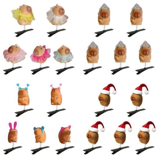 5 шт. шпильки для волос для девочек, весенний дизайн, декор капибара, заколки для волос, яркие цвета, аксессуары для волос, укладка волос