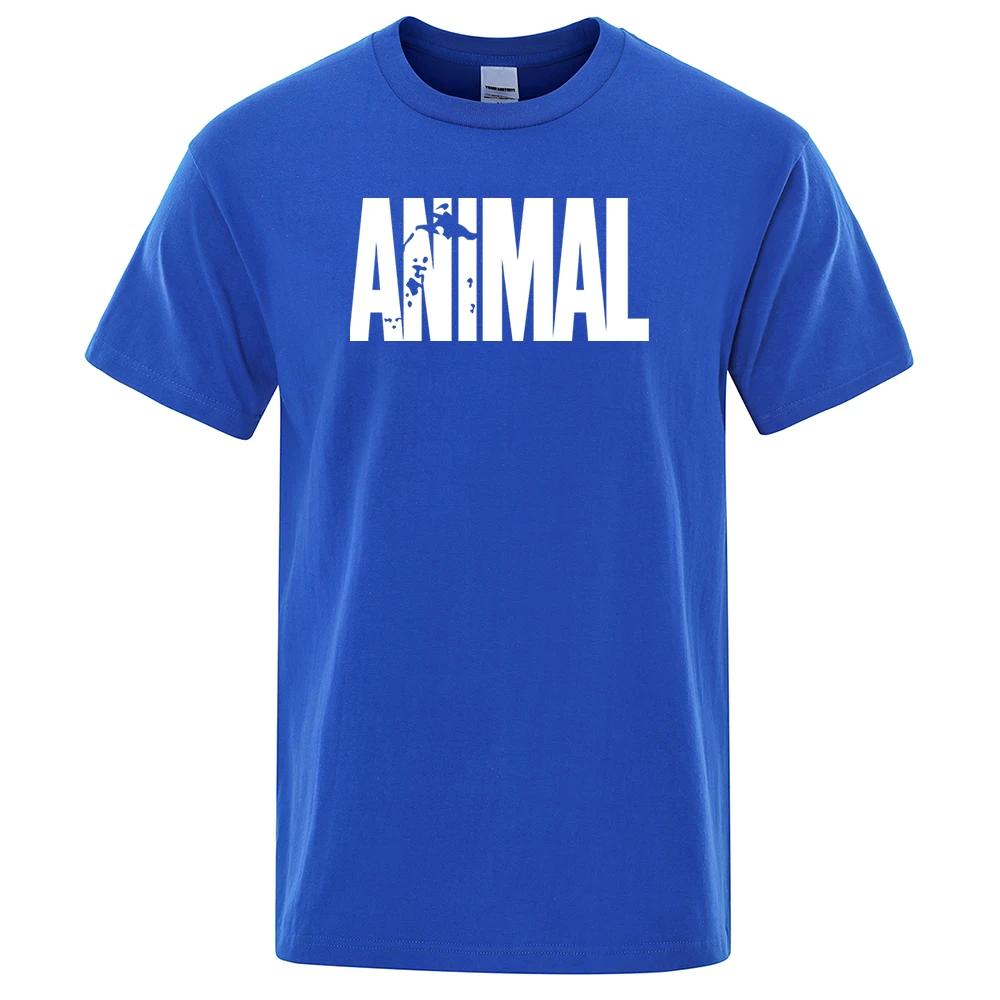 Fashion ANIMAL Letter Print T-Shirts Street Funny Short Sleeves Loose Oversized T Shirt O-Neck Breathable Cotton Clothing