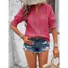 GMXIA Spring Summer V-neck Bubble Sleeve Hollow Sleeve Hairball Lace T-shirt Top Woman