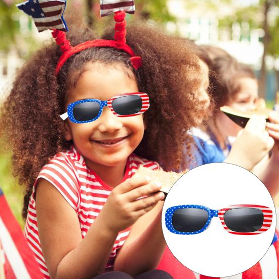 American Independence Day Sunglasses National Flag Print 4th July Celebration Block Sunlight Anti-UV Unisex Strong Hinge Photo Prop Retro