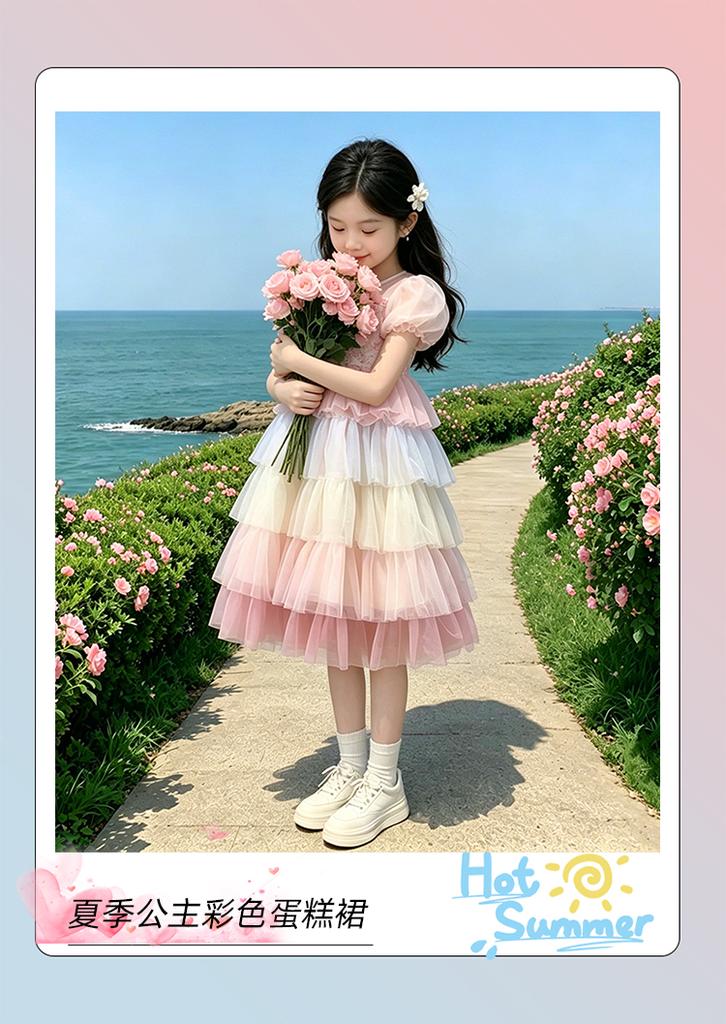 Girls' Gradient Mesh Cake Skirt - Summer 2026