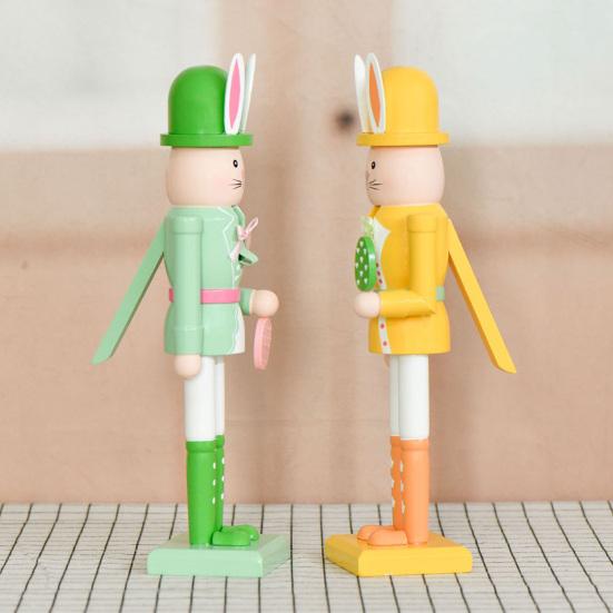 Пасхальный Кролик Щелкунчик Фигурка 12 Дюймов Деревянный Кролик Щелкунчик Украшение для Весеннего Домашнего Стола Полка Декор
