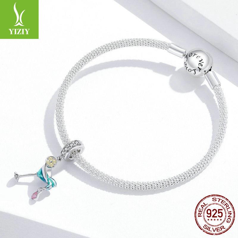 Yinziyun S925 Серебро Винный бокал Браслет Подвеска - Креативные летние DIY украшения BSC262