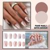 Женские накладные ногти среднего размера с рисунком телесного цвета на акриловых ногтях глянцевые накладные ногти с полным покрытием