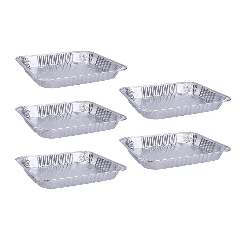 5Pcs 12 Inch Aluminum Foil Box Non-stick Baking Tray Portable Food Container Oven BBQ Baking Tools