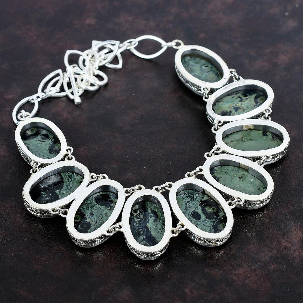 Ожерелье из яшмы Камбаба, настоящие драгоценные камни, винтажное ожерелье ручной работы, ожерелье из стерлингового серебра 925 пробы, регулируемое ожерелье с цепочкой, подарки для нее