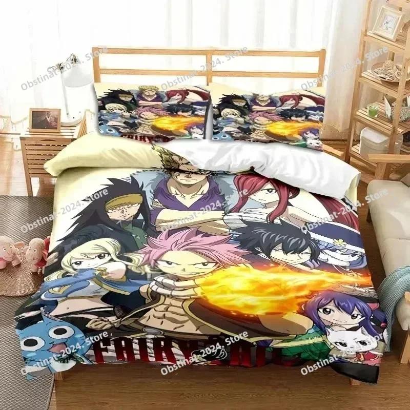 3D аниме Fairy Tail комплект постельного белья кровать из трех предметов пододеяльник односпальная двуспальная кровать пододеяльник размера Queen размер комплект для взрослых мальчиков спальня