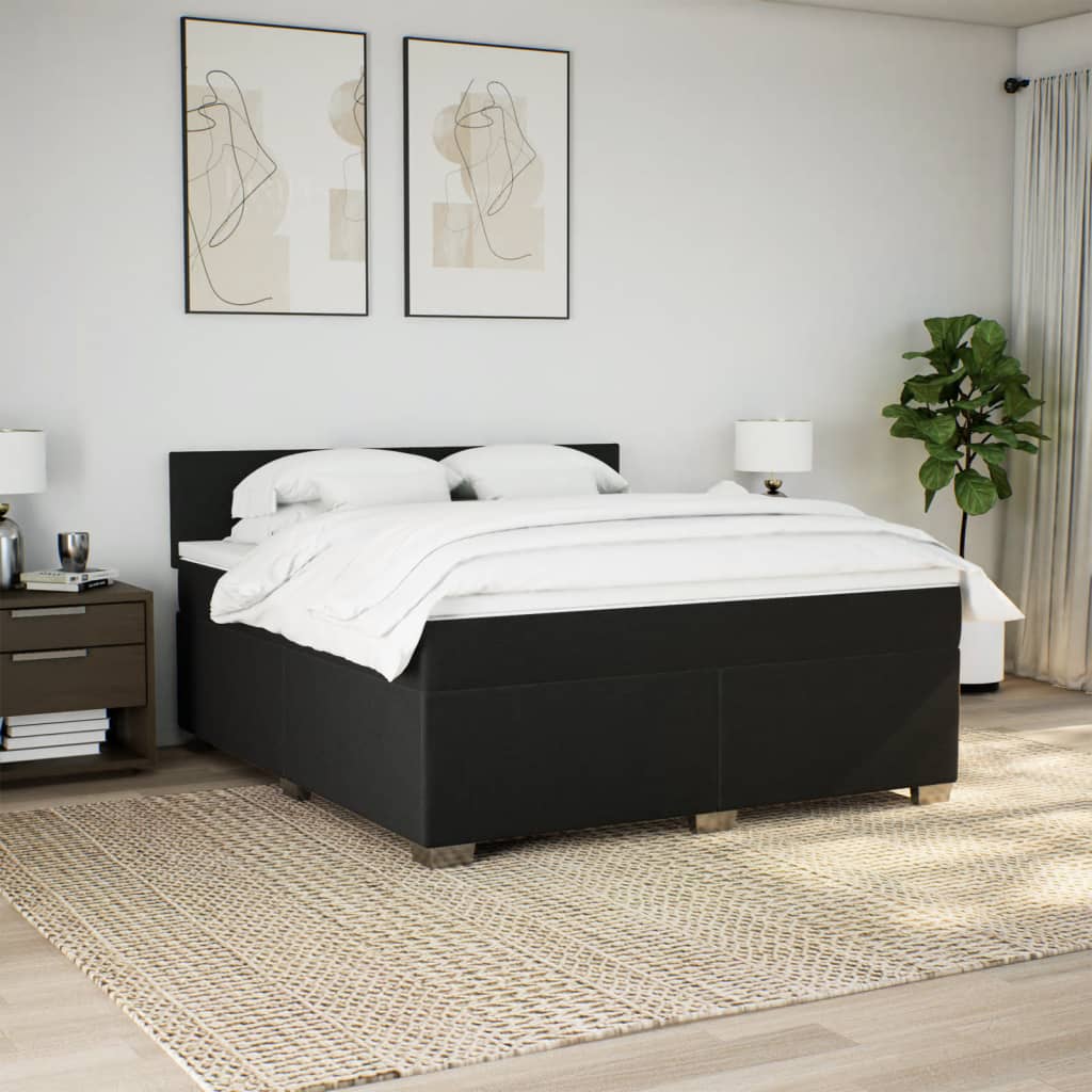 Box Spring Bed with Mattress Black 180 x 200 cm Fabric