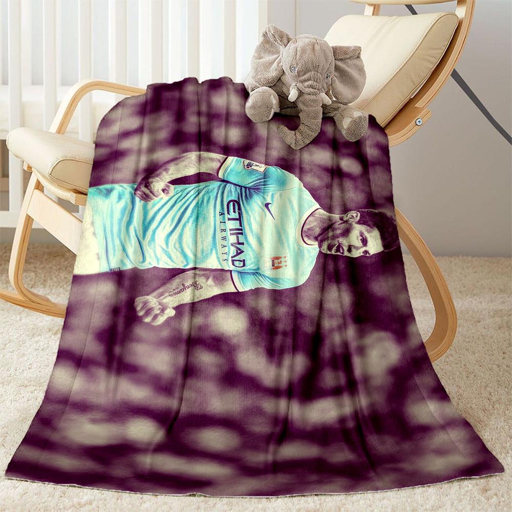 Manchester City Player Action Blanket Soft & Cozy Suitable for Seaside Office Chair Bed Four Seasons Universal Modern