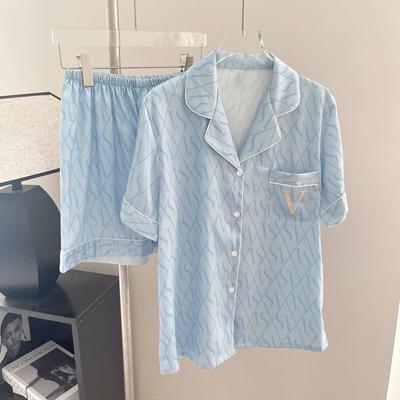 Темпераментный кардиган с короткими рукавами, пижама из ледяного шелка, женская летняя, высококачественная вышитая домашняя одежда, можно носить на улице