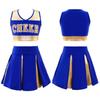 Kids Girls Cheerleading Costume Cheerleader Uniform Sleeveless V Neckline Letter Print Crop Top with Elastic Waistband Skirt