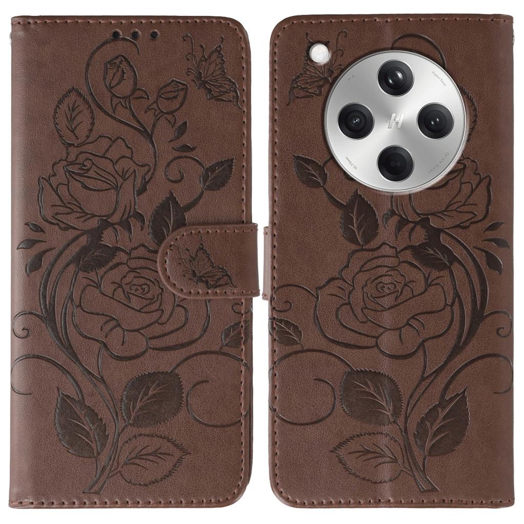 For Oppo Find X8 5G Case Wallet Stand Imprinted Rose Butterfly PU Leather Phone Cover