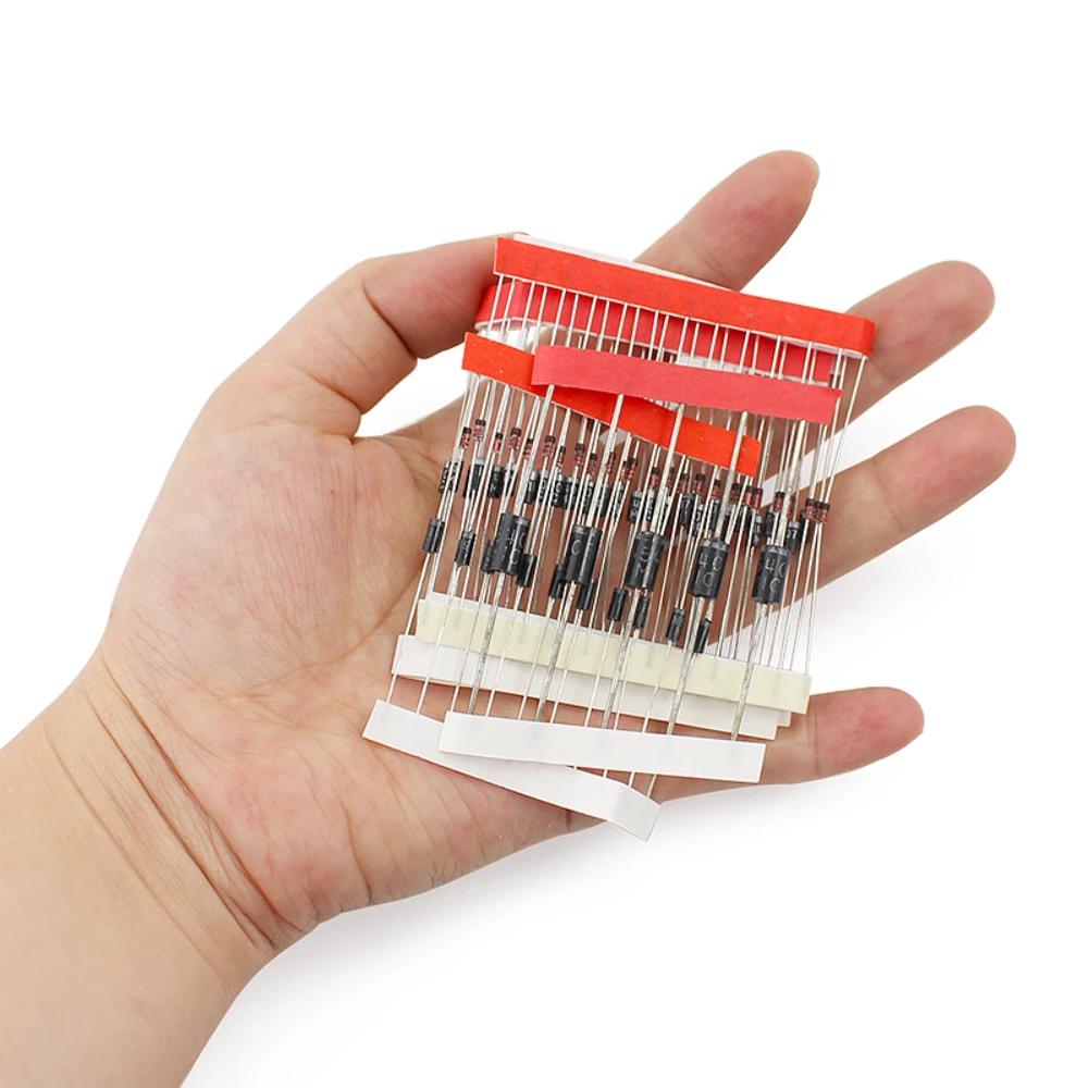 100PCS/Set 8 Values Rectifier Diode Kit 1N4148 1N4007 1N5819 1N5399 1N5408 1N5822 FR107 FR207 Electronic Fast Switching Diodes