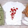 (Asian Size) Tee Top Clothing Casual Love Heart Valentine Short Sleeve Fashion Tshirt 90s Women Print Summer Lady Female Graphic T-shirt