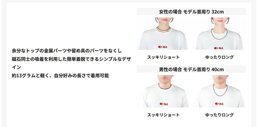 ON4 Certified Medical Device Magnetic Sport ON4 60cm Necklace, Type, TYPE-C, Clear,