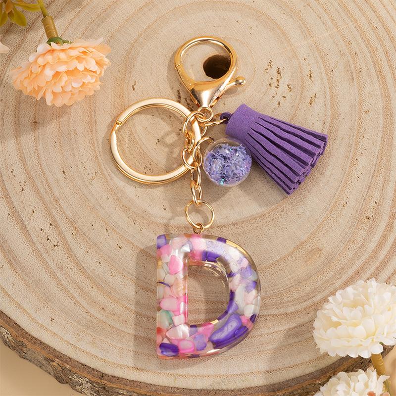 1 шт., держатель для ключей, подарок ручной работы, сумка с алфавитом AZ, кулон, брелок с кисточками и блестками, аксессуары для ключей