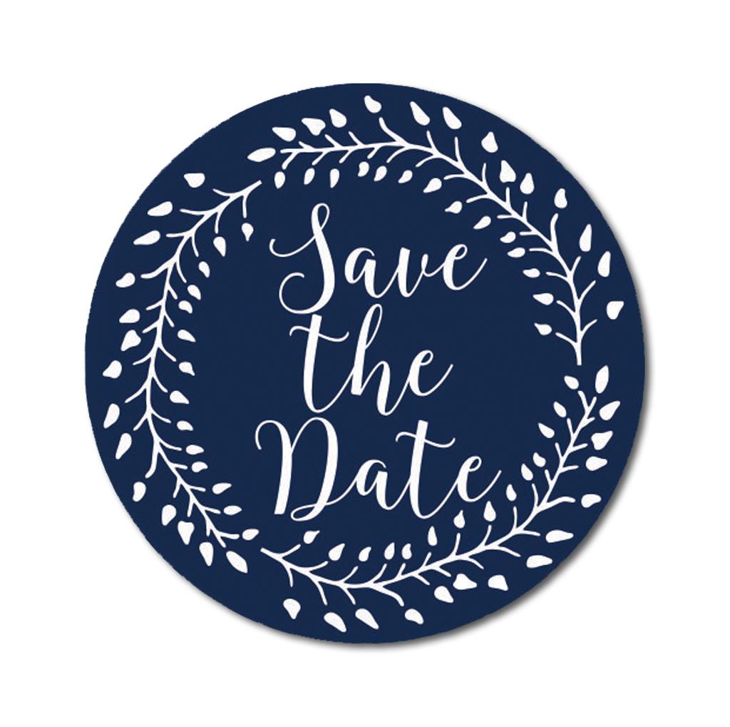 Darling Souvenir Black Round 1.6 Inches Vines Border Save The Date Stickers Non Customized Gift-45