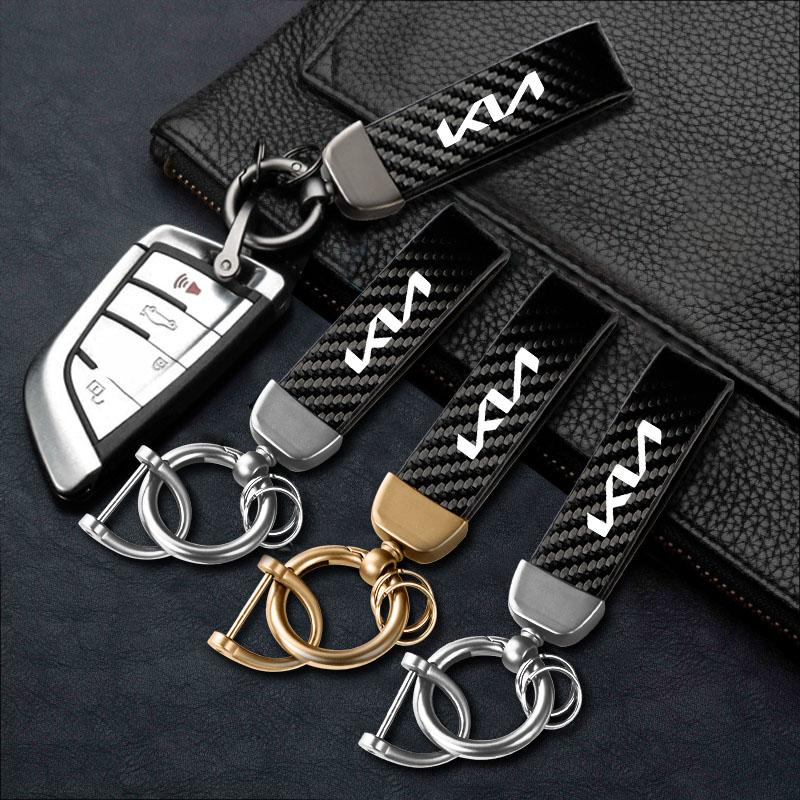 RRPM6 Car Logo Carbon Fiber Pattern Car Keychain for Kia Sportage Ceed Picanto Rio ProCeed Niro 5 3 4 K7 K5 K8 K3 Ray K9 Accessories