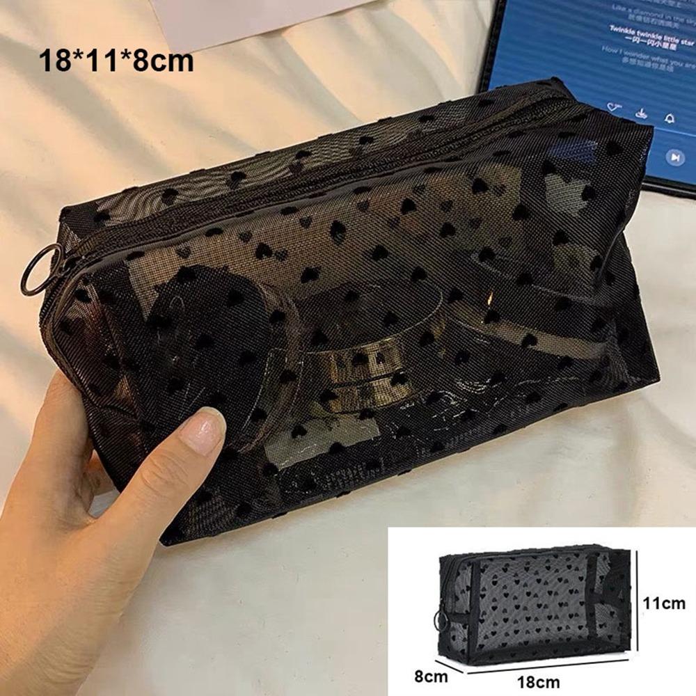 Multifunction Women Cosmetic Storage Pouch Heart Transparent Ladies Toiletry Storage Bag