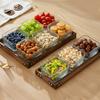 Solid Glass Wooden Tray Table Living Room Tray Coffee Snack Food Meals Chinese Tea Serving Tray Rectangular Fruit Bamboo