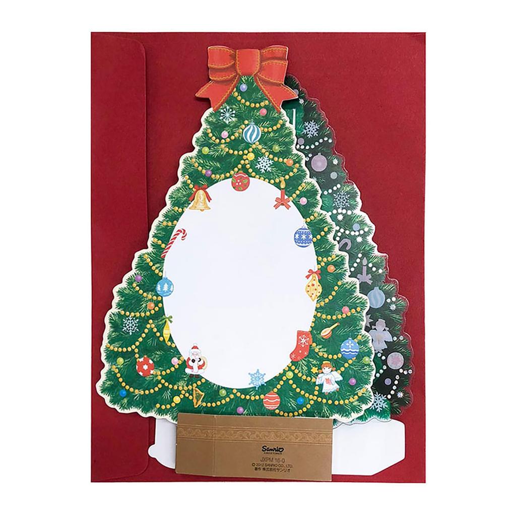 Sanrio Рождественская открытка Музыкальная открытка Зеленая елка с рождественскими аксессуарами Открытка для сообщения Поздравительная открытка 442526 & JXPM37-4