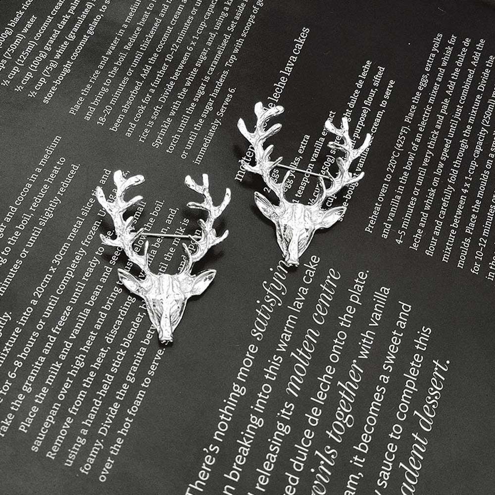 Cute Animal Elk Head Brooch Alloy Lapel Pin Christmas Badge Clothes Accessories Badge Deer Metal Brooch Boys