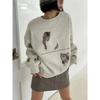 Cat Printed Round Neck Women's Hoodie Long Sleeved Loose Fitting Woman Pullover Autumn New Fashionable Versatile Top