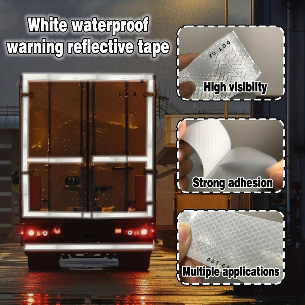 White Reflective Tape DOT-C2 Safety Warning Sticky Road Conspicuous Sticker Waterproof Reflective Strip For Truck Van