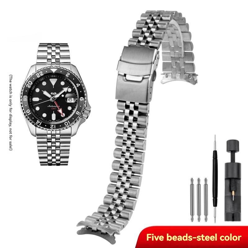 Для Seiko Нет. 5 Стальных Ремешков для Часов SKX007 SKX009 SRP599 С Изогнутым Концом 20мм 22мм Металлическая Цепочка для Часов Серебристый Черный