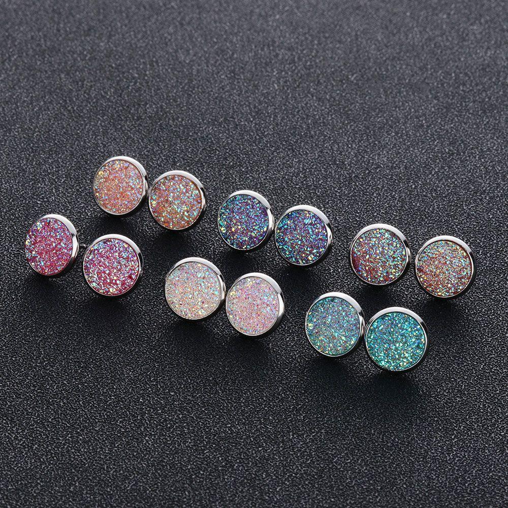 Fashion Natural Stone Crystal Amethyst Horse Eye Ear Stud Quartz Ear Stud Durzy Earrings Amber Opal