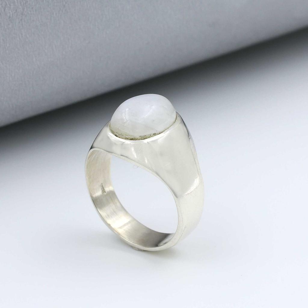 Solid 925 Sterling Silver Moonstone Ring, Gemstone Ring, Mens Ring, Birthstone Ring, Silver Jewelry, Gift For Him