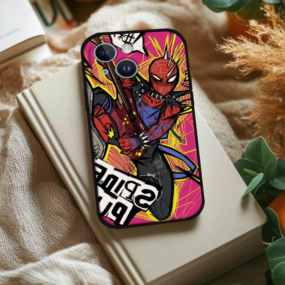 Чехол в панк-стиле с Человеком-пауком S-Spiderman для iPhone 1716 15 14 13 Pro Max 11 12 Mini X Xs XR Черный силиконовый чехол