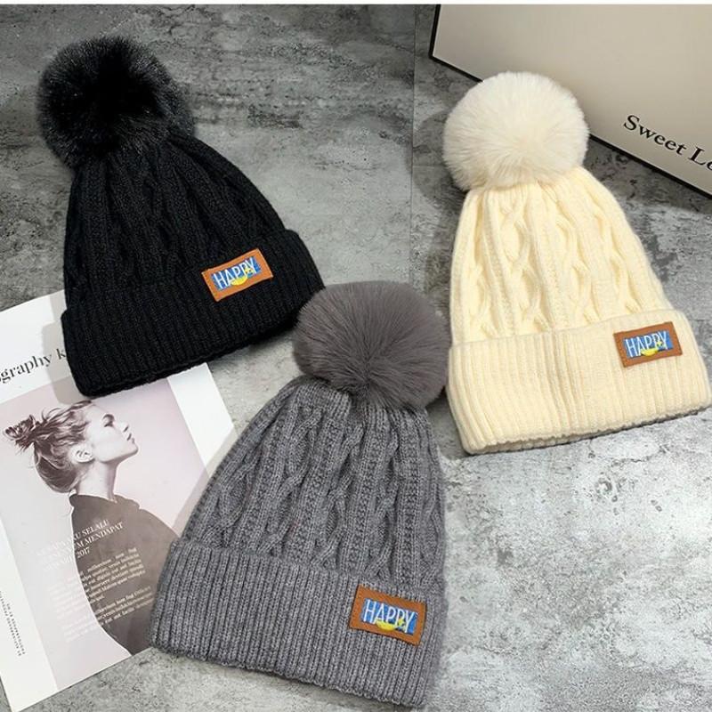 Зимняя корейская женская плюшевая шапка из искусственного меха, модная для студентов с толстой бархатной защитой для ушей и вязаной пряжей