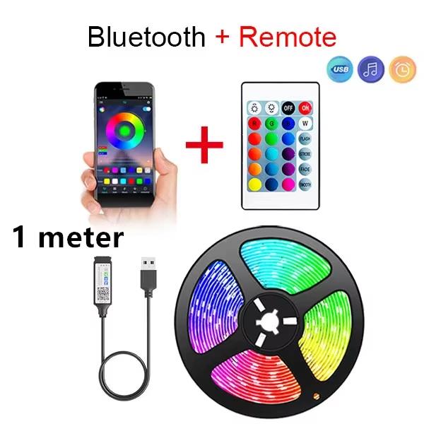 Светодиодная лента RGB 5 В – SMD 5050 Bluetooth Music Sync, 24-кнопочный пульт дистанционного управления, гибкая лампа для телевизора, спальни, рождественского домашнего декора