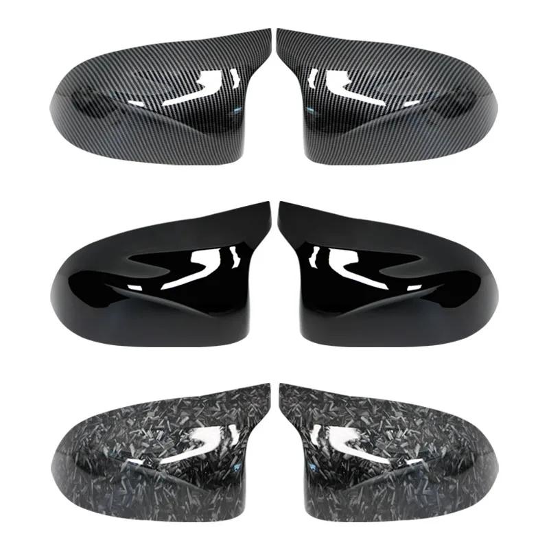 BBKJ7 For BMW F25 X3 F26 X4 F15 X5 F16 X6 2014 15-18 Bright Black Caps Carbon Fiber Style Auto Car Rear View Side Mirror Cover Trim