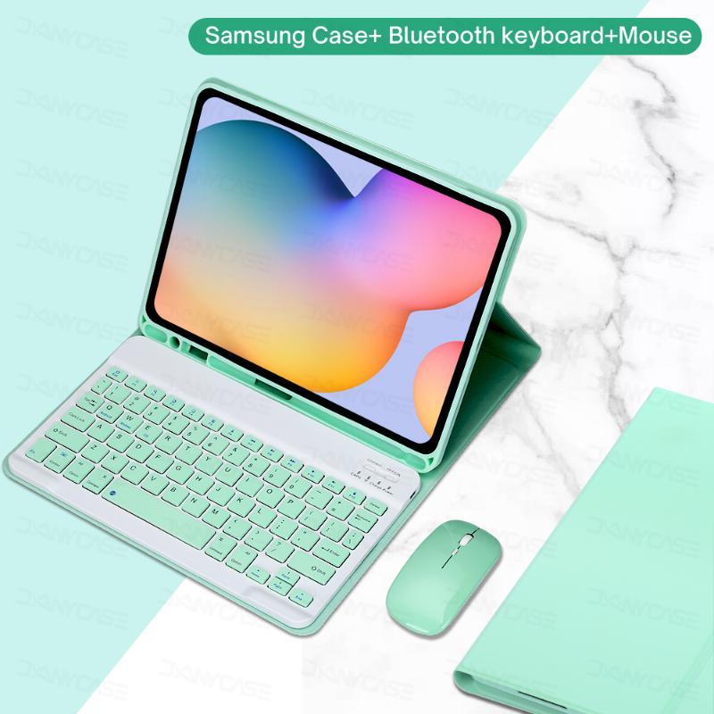 Чехол для Samsung Galaxy Tab A8 10,5 S6 Lite 10,4 S7 S8 11 с Bluetooth-клавиатурой и мышью с гнездом для ручки