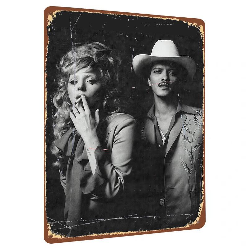 Vintage Black and White Portrait Metal Wall Art Decor for Living Room Bar Home Decoration