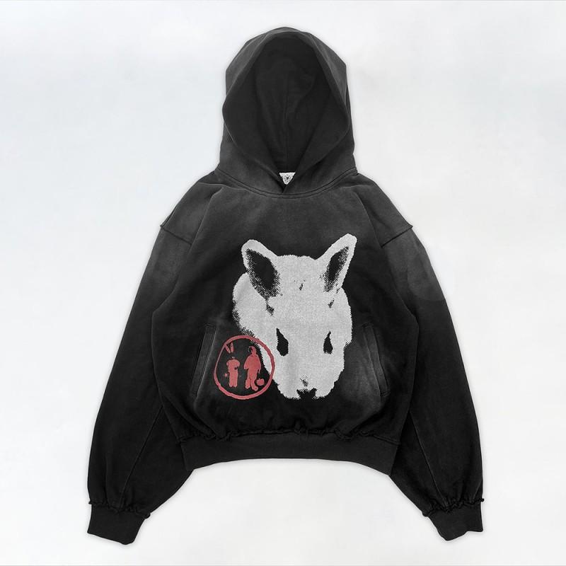 Oversized Hooded Long Sleeve Sweatshirt With Anime Print Streetwear Women