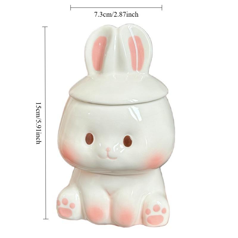 Cartoon Rabbit Shaped Ceramic Mug with Lid Coffee Milk Cup Cute Couple Breakfast Cup Household Drinkware Valentine's Day Gift