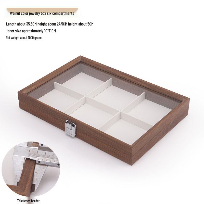 Шкатулка для украшений из орехового дерева с белой кожей и крышкой, пыленепроницаемое хранилище для серег, колец, ожерелий и браслетов.