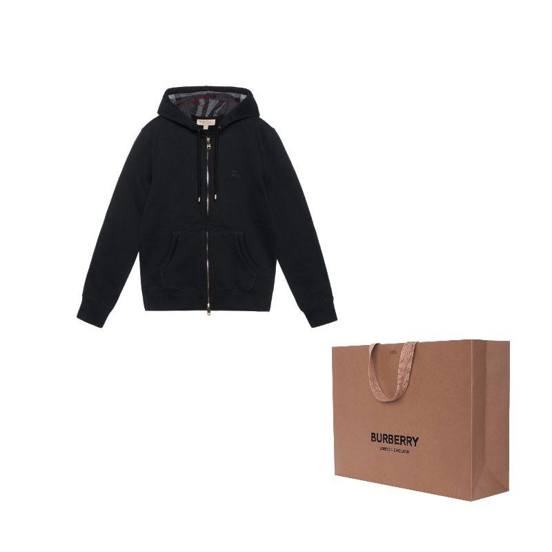 Burberry Мужская толстовка с капюшоном на молнии в клетку Clarendon Черный/Серый 40155581