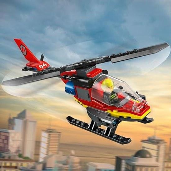 LEGO City Пожарный спасательный вертолет Игрушечный конструктор Образовательный Мальчики Девочки Дети 5 лет 6 7 8 Транспортное средство Машина Миниатюра 60411
