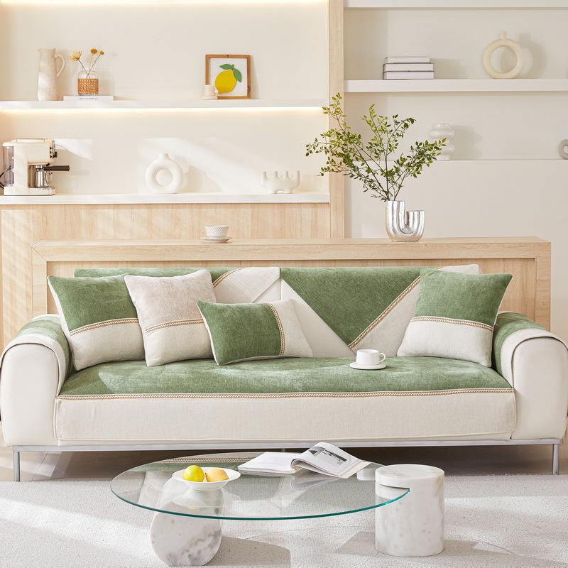 Nordic Sofa Cushion Four Seasons Universal Non-Slip Chenille Straight Row Leather Sofa Cover Cushion Cover Towel